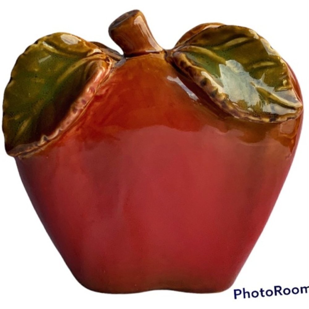 Apple Ceramic Napkin Holder Glazed Hand Painted Rustic Glazed Ceramic - Picture 2 of 14